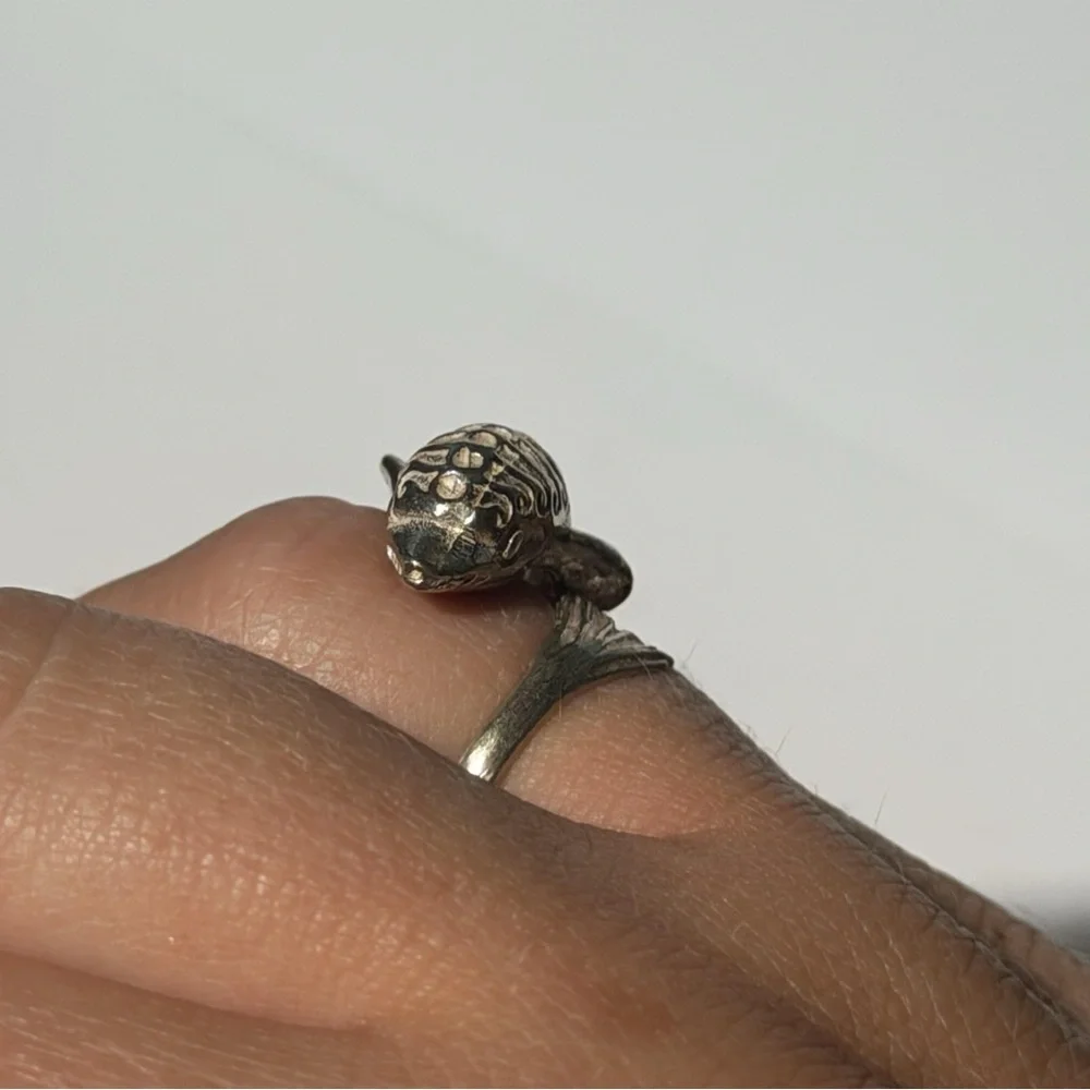 Vintage 925 Sterling Silver Adjustable Dolphin Ring 3.7g